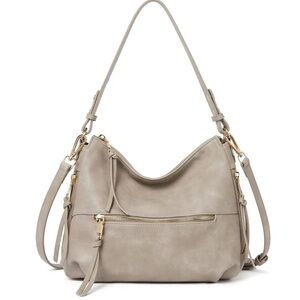 BOSTANTEN Grey Vegan Leather Hobo Bag